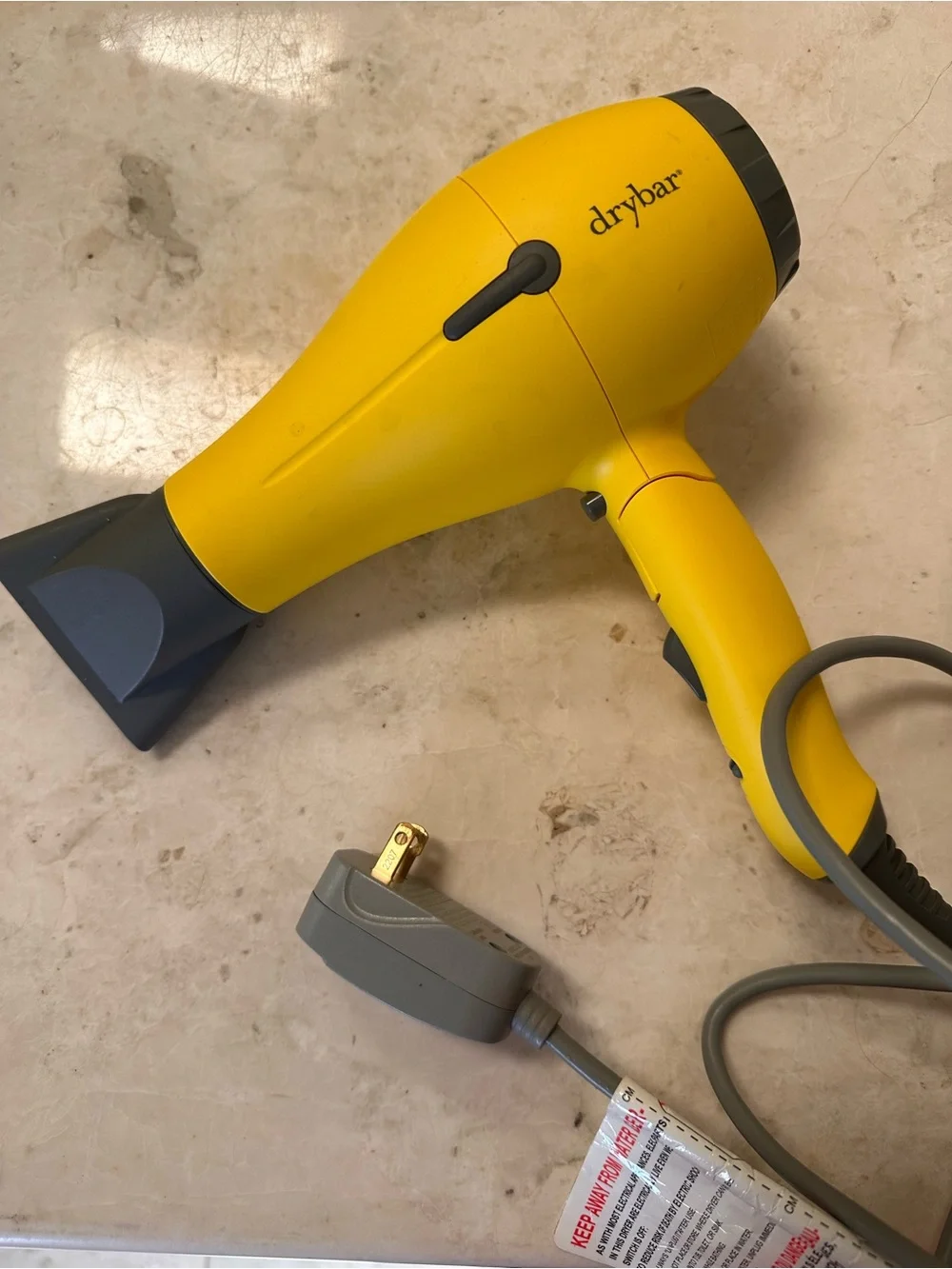 Drybar Yellow and Gray Foldable Travel Hair Dryer